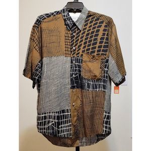 Yashi Yamamuri Mens Short Sleeve  Rayon Shirt Made in Italy  Size M #965